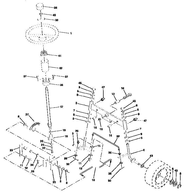 Steering Assembly Diagram and Parts List for 917257622  Craftsman Engine