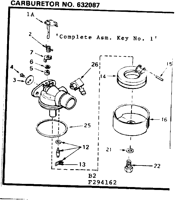 Carburetor Diagram and Parts List for 143294162  Craftsman Engine