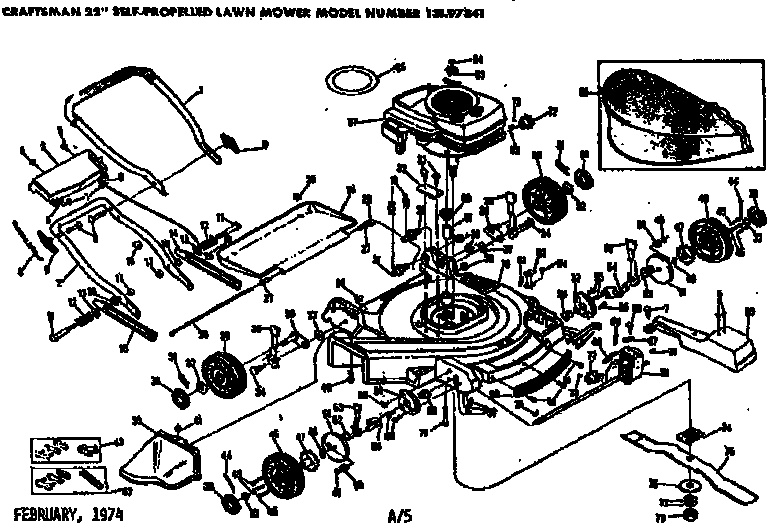 Replacement Parts Diagram and Parts List for 13197341  Craftsman Lawn Mower