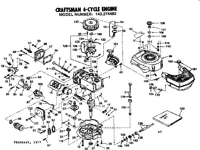Replacement Parts Diagram and Parts List for 143274482  Craftsman Engine
