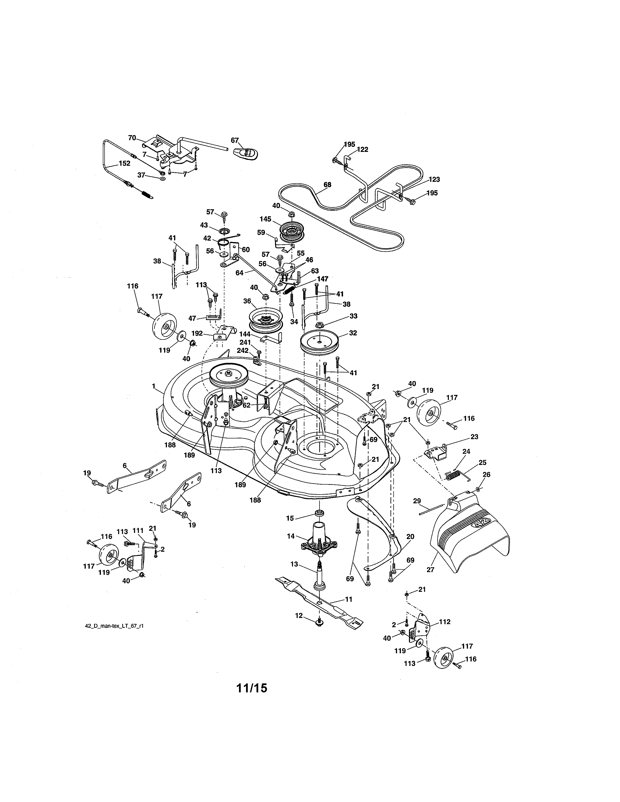 Mower Deck Diagram and Parts List for 917203861  Craftsman Lawn Tractor