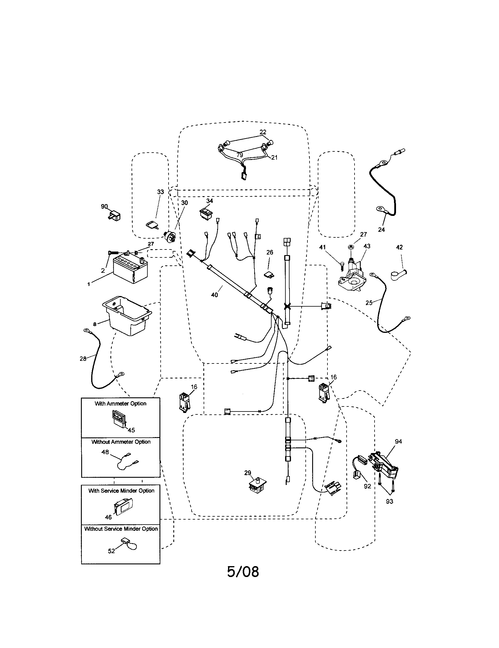 Electrical Diagram and Parts List for 917286050  Craftsman Lawn Tractor