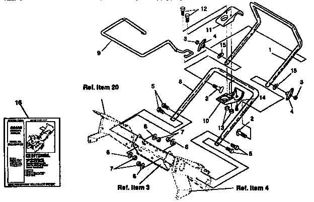 Handle Assembly Repair Parts Diagram and Parts List for 536884432  Craftsman Snow Blower