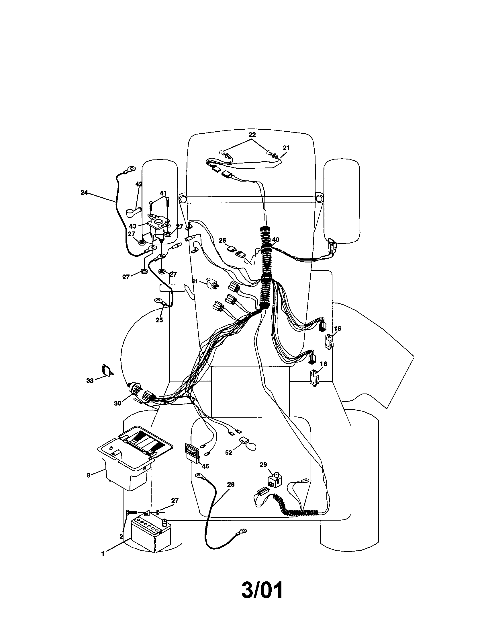 Electrical Diagram and Parts List for 917272064  Craftsman Lawn Tractor