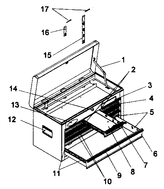 Cabinet Parts Diagram and Parts List for 706592940  Craftsman Tool Stand & Cart