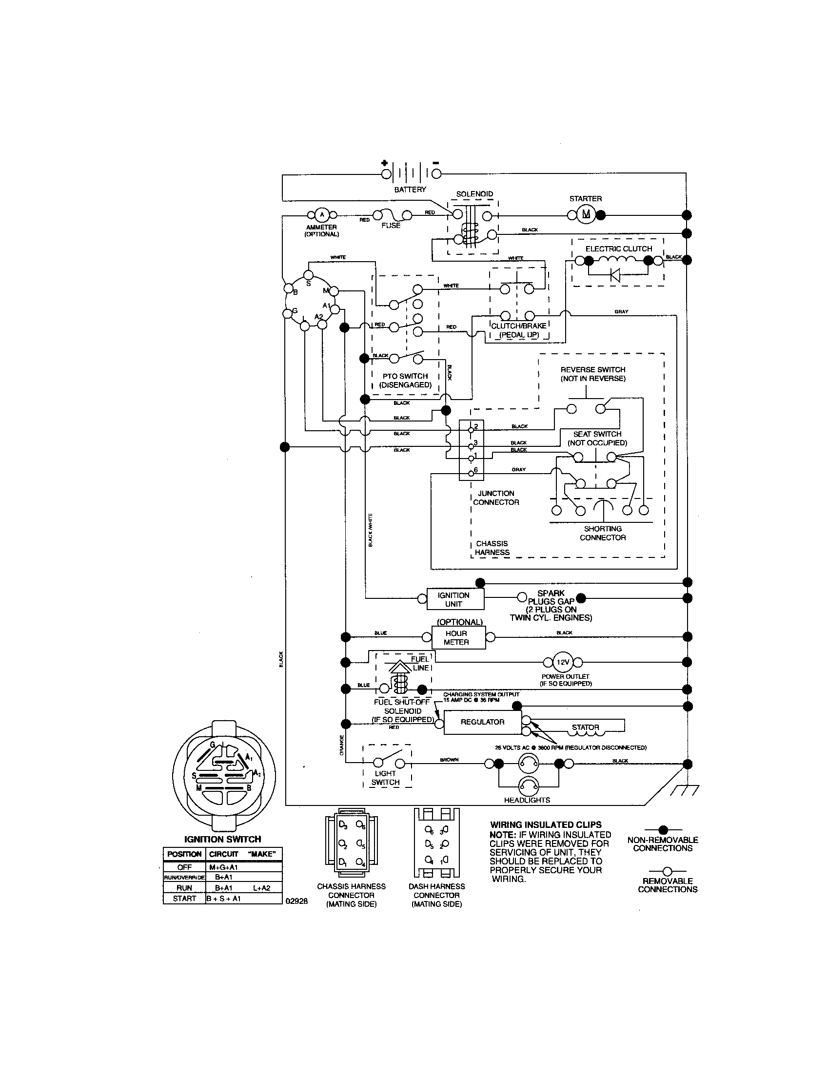 Schematic-tractor Diagram and Parts List for 917276923  Craftsman Lawn Tractor
