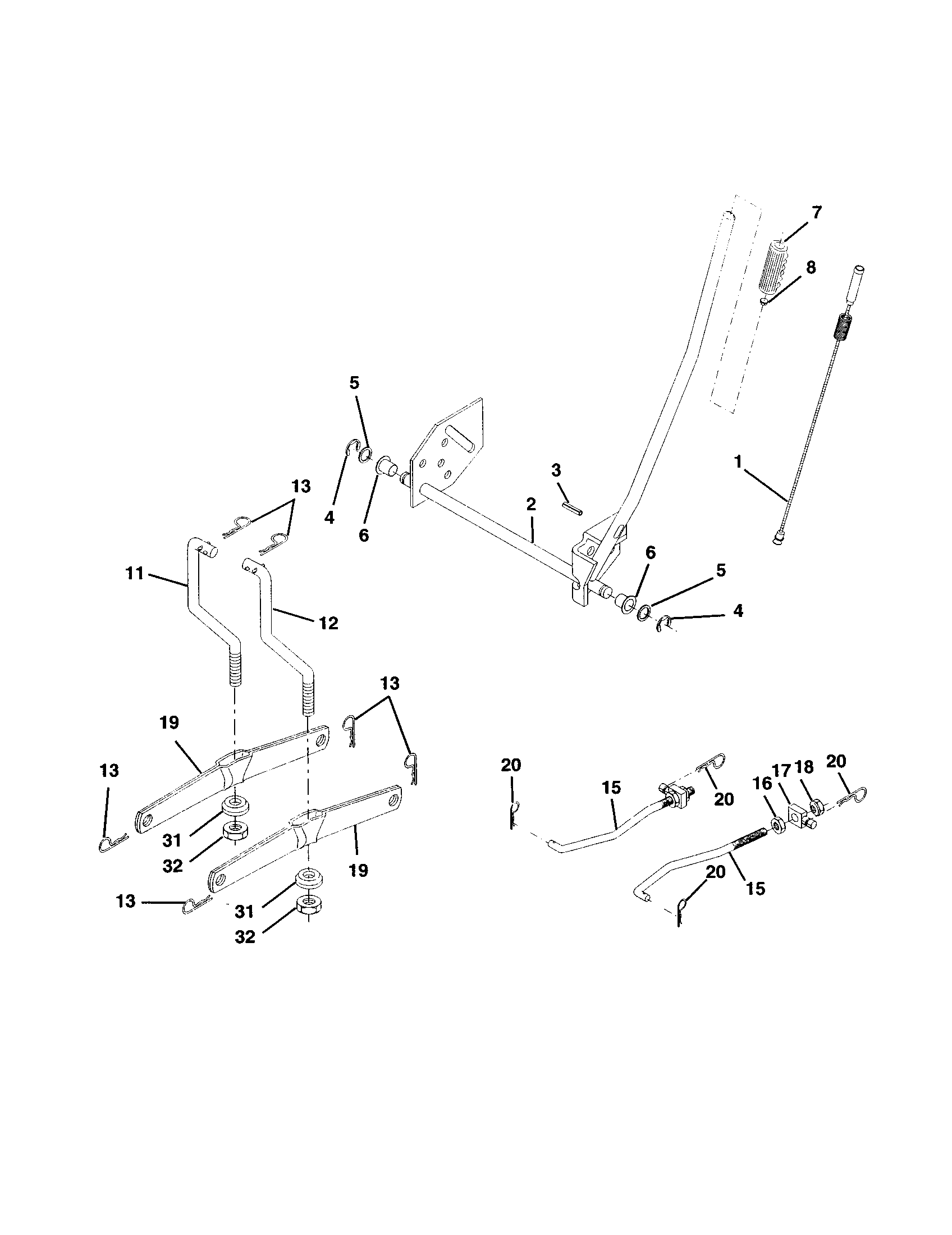 Mower Lift Diagram and Parts List for 917277220  Craftsman Lawn Tractor