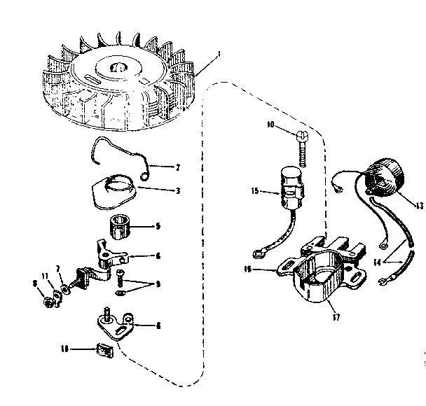 Magneto No. 610667 Diagram and Parts List for 143122061  Craftsman Engine