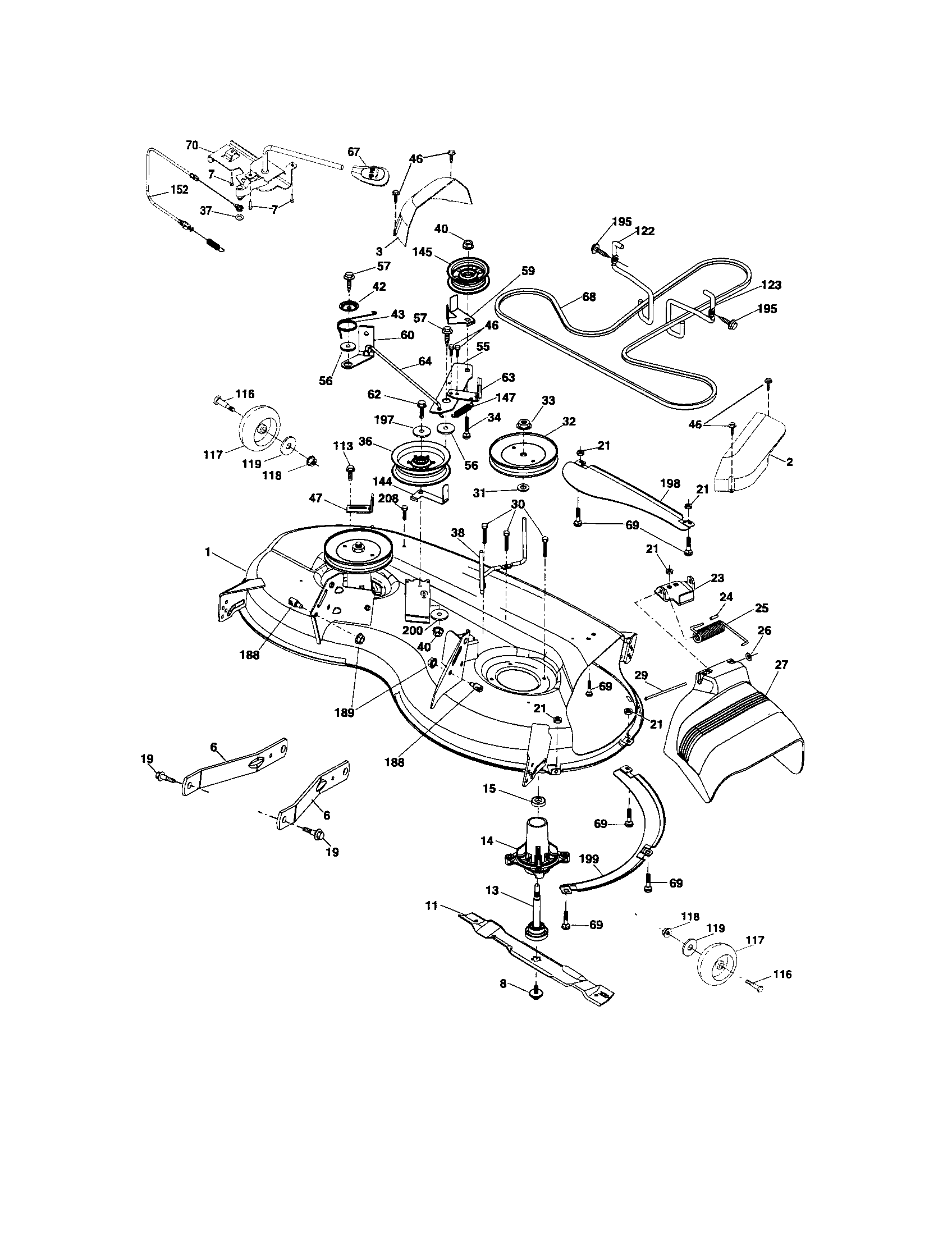Mower Deck Diagram and Parts List for 917286140  Craftsman Lawn Tractor