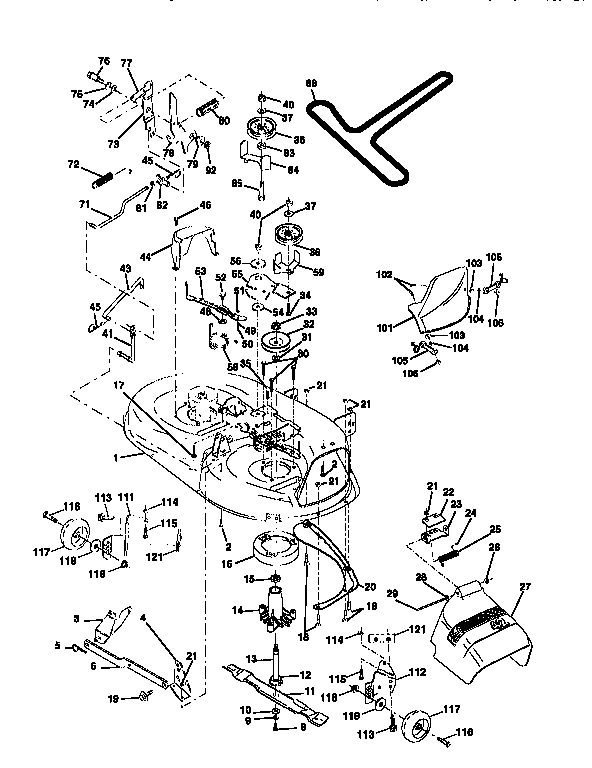 Mower Deck Diagram and Parts List for 917256590  Craftsman Lawn Tractor