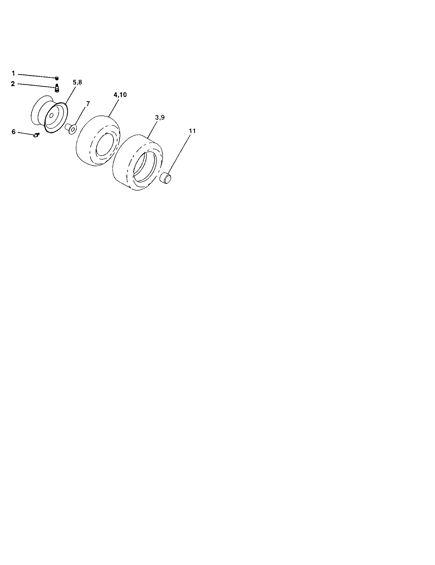 Wheels And Tires Diagram and Parts List for 917252750  Craftsman Lawn Tractor
