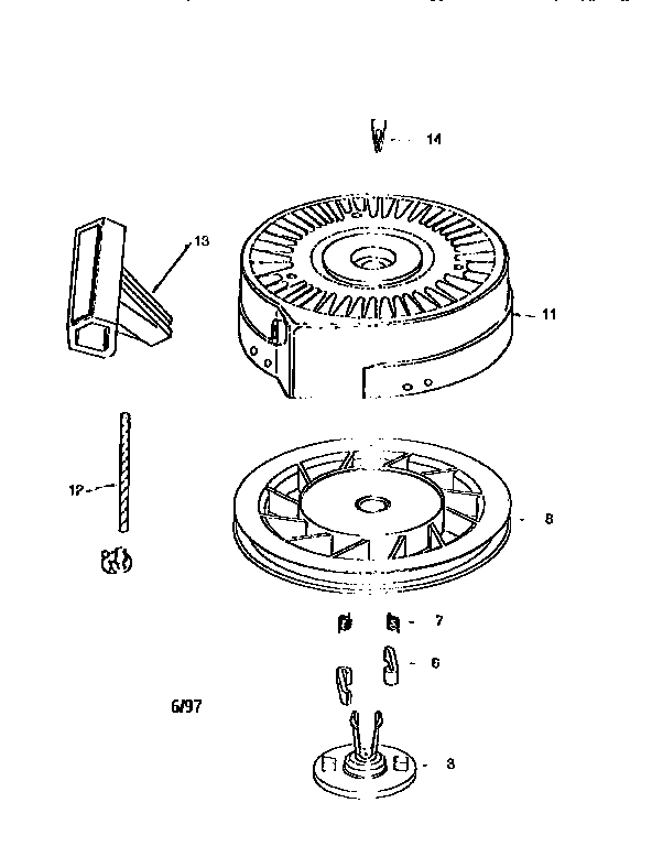 Rewind Starter 590743 Diagram and Parts List for 143973071  Craftsman Engine
