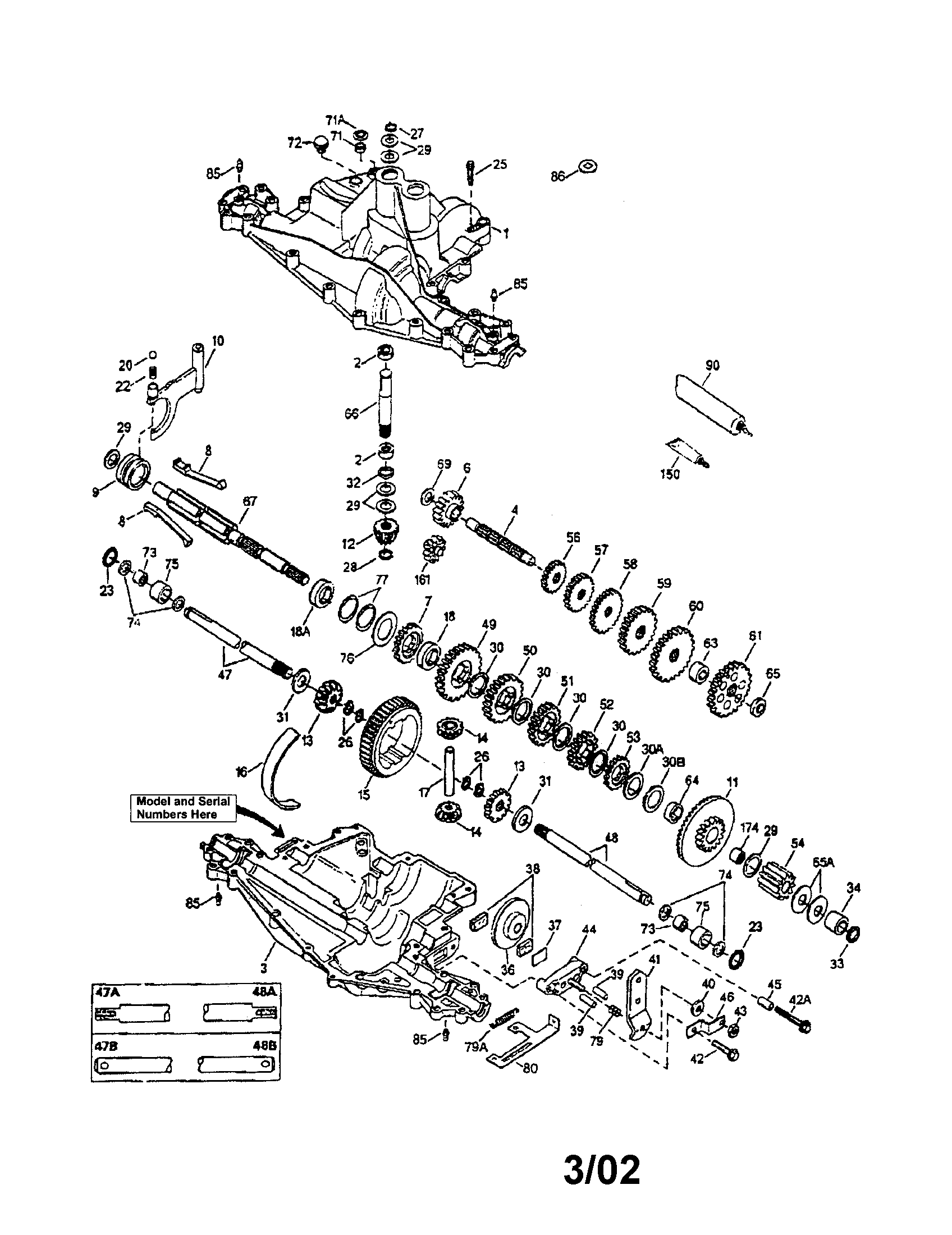 Peerless Transaxle Diagram and Parts List for 143915-033  Craftsman Lawn Tractor