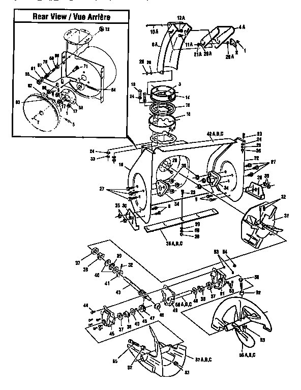 4 And 5 H.p. Auger Housing Assy. Diagram and Parts List for 88427  Craftsman Snow Blower
