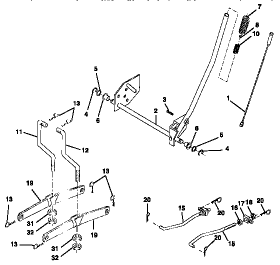 Lift Diagram and Parts List for 917256500  Craftsman Lawn Tractor