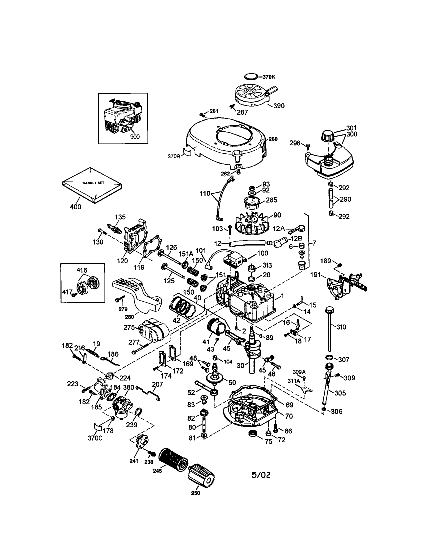 Tecumseh Engine Diagram and Parts List for 143024210  Craftsman Engine