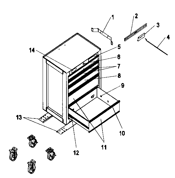Tool Box Diagram and Parts List for 706955130  Craftsman Tool Stand & Cart