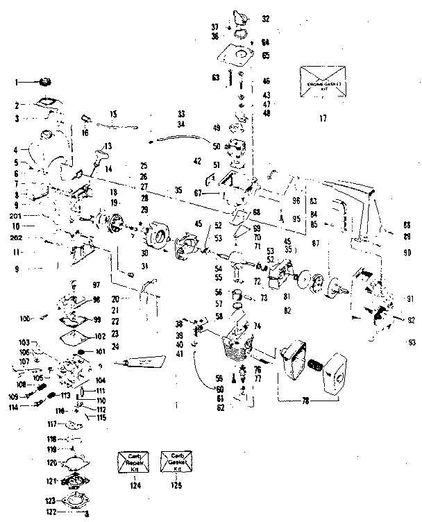 Engine Diagram and Parts List for 358798211  Craftsman Trimmer