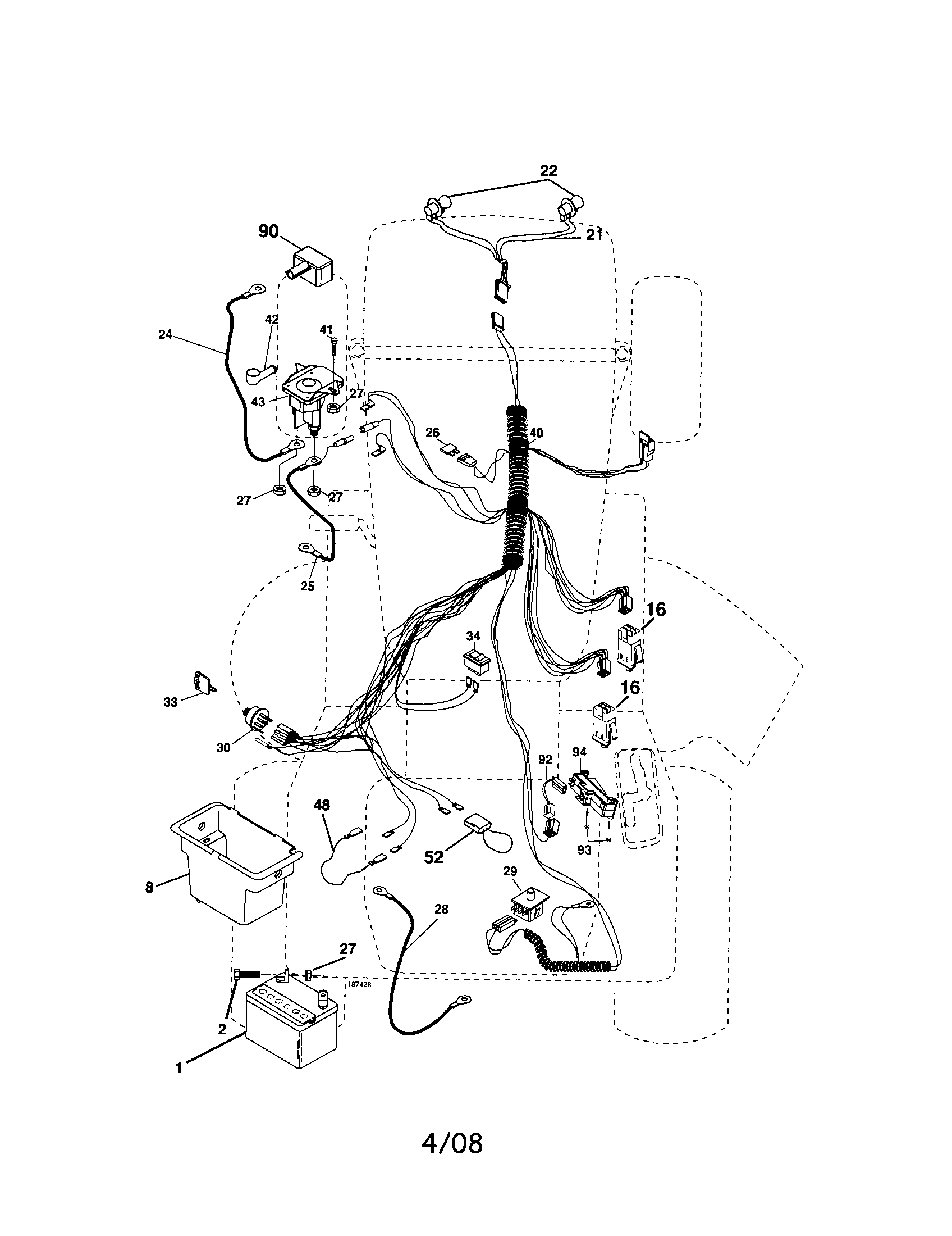 Electrical Diagram and Parts List for 917287030  Craftsman Lawn Tractor