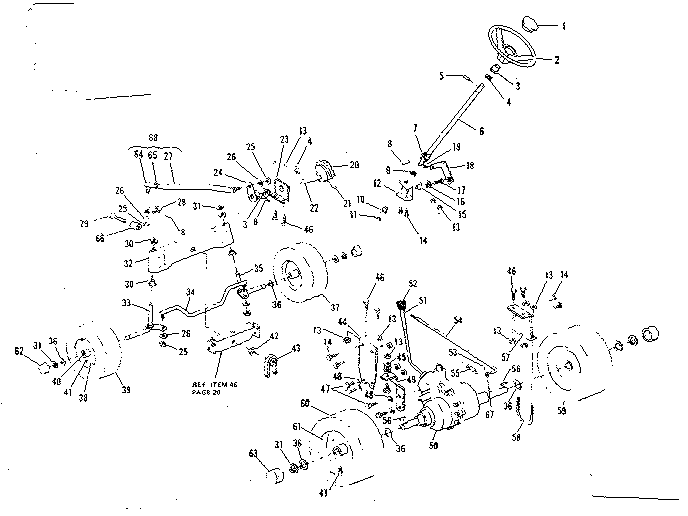 Steering And Front Axle Diagram and Parts List for 53696360  Craftsman Lawn Mower