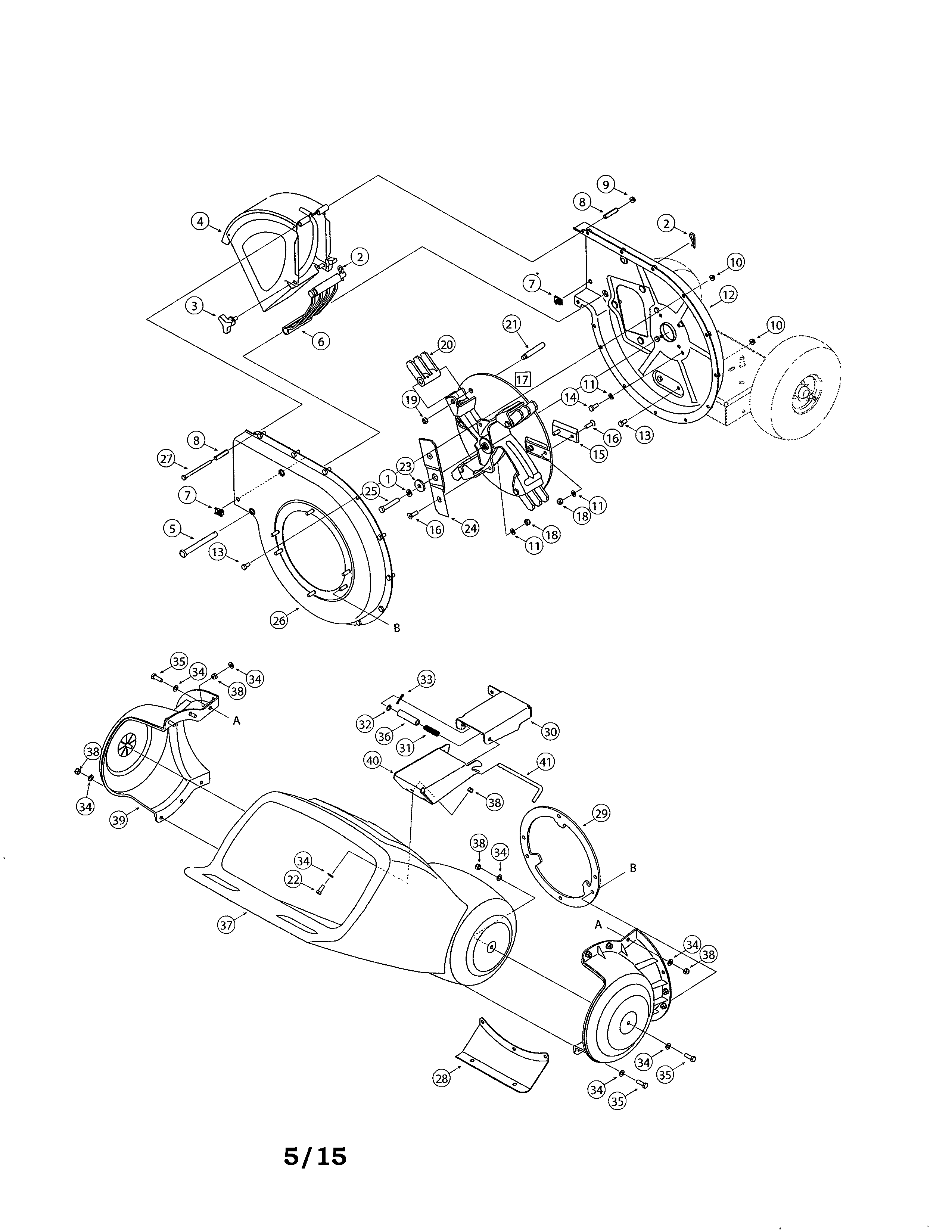 Impeller/hopper/chute Deflector Diagram and Parts List for 247776051  Craftsman Chipper Shredder
