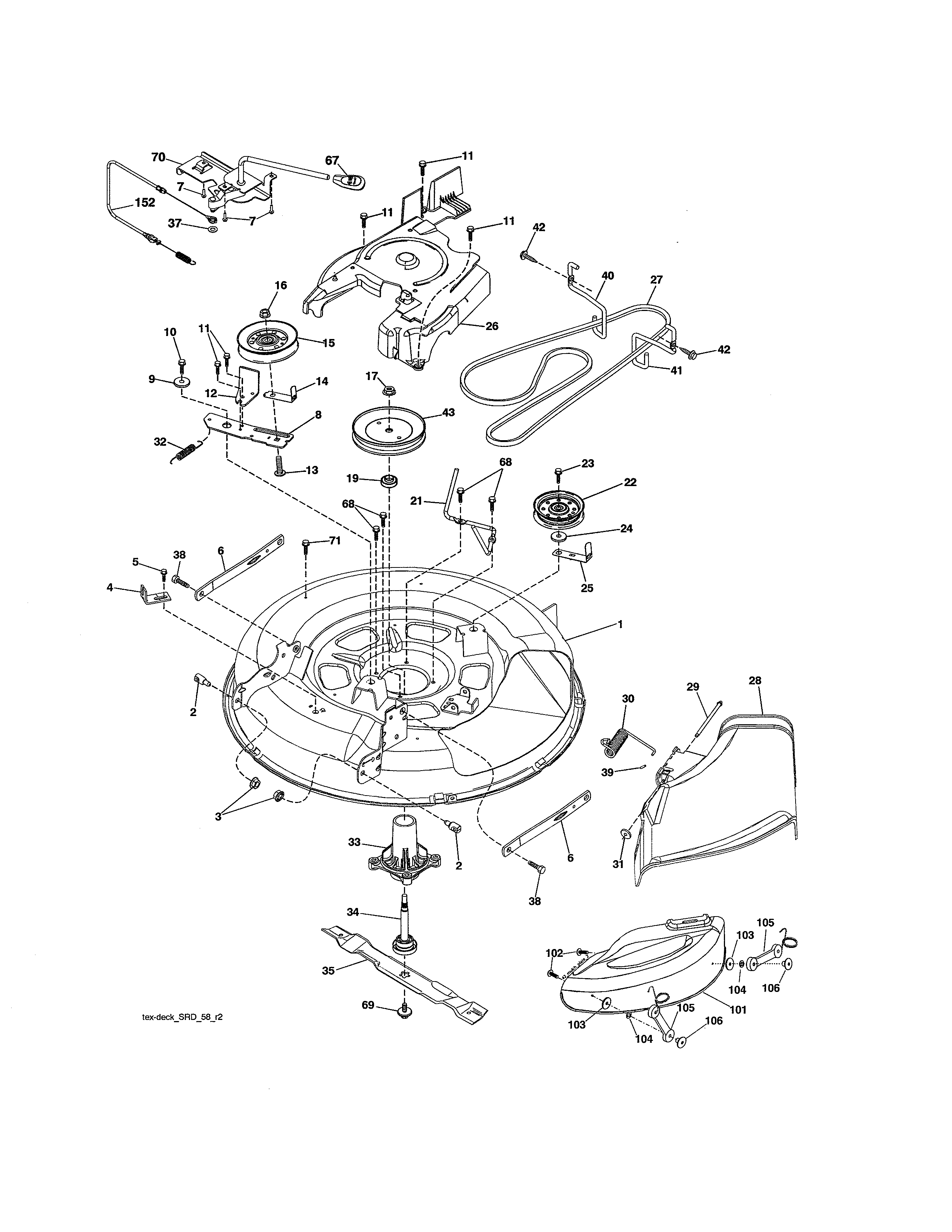 Mower Deck Diagram and Parts List for 917986331  Craftsman Lawn Tractor