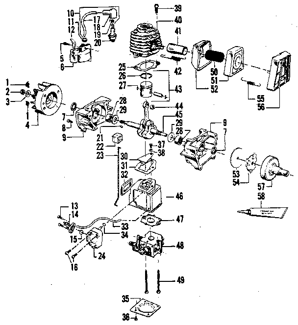Engine Diagram and Parts List for 358796130  Craftsman Trimmer