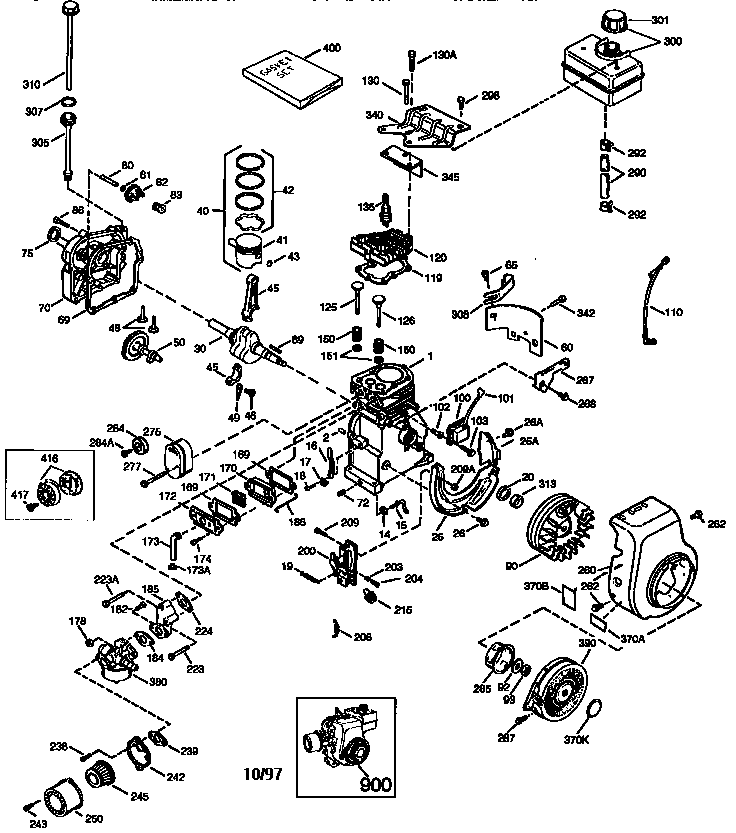 Engine 143.973513 Diagram and Parts List for 143973513  Craftsman Engine