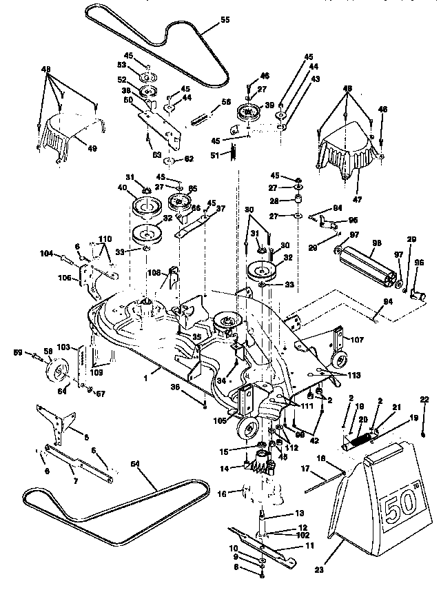 Mower Deck Diagram and Parts List for 917258902  Craftsman Lawn Tractor