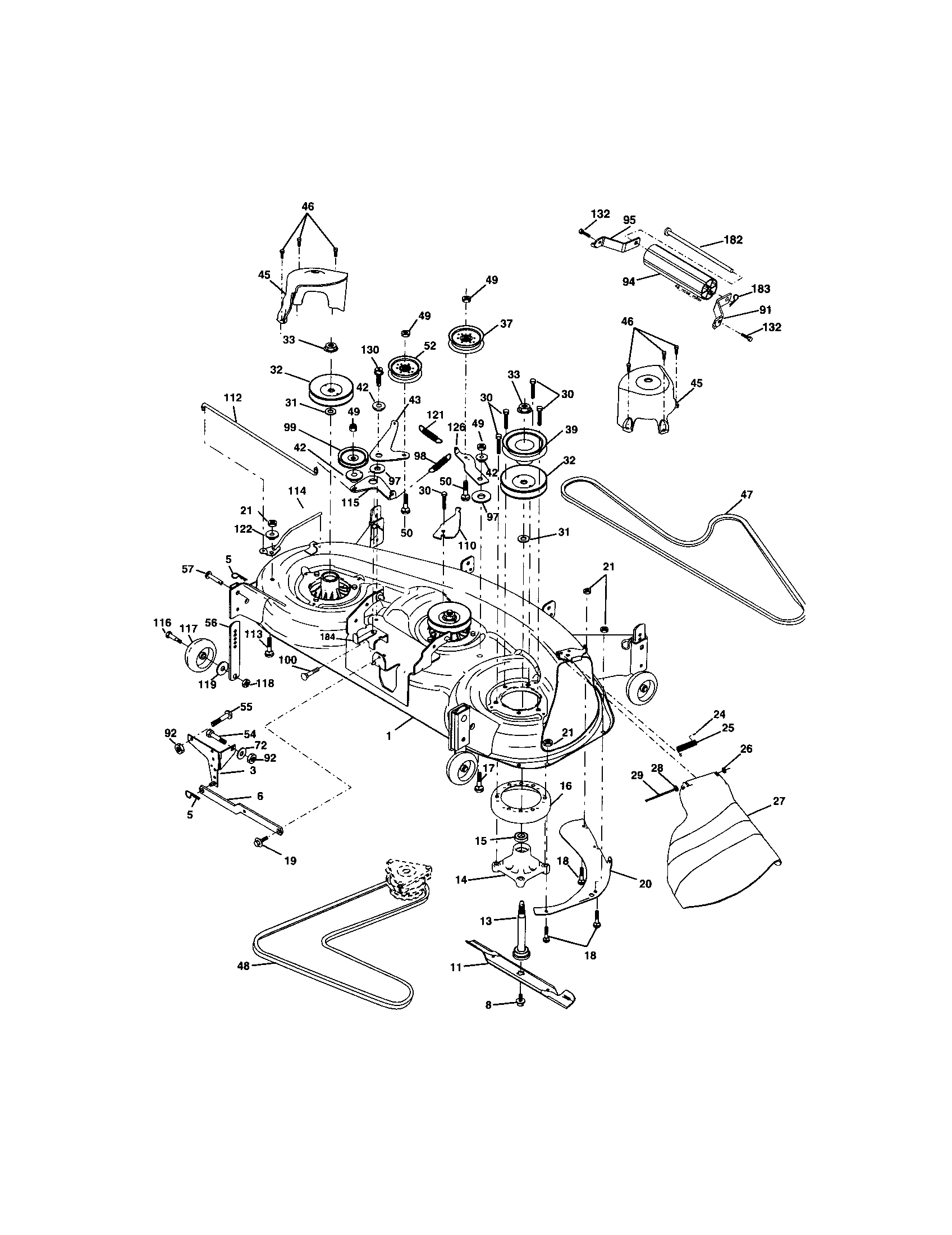 Mower Deck Diagram and Parts List for 917273663  Craftsman Lawn Tractor