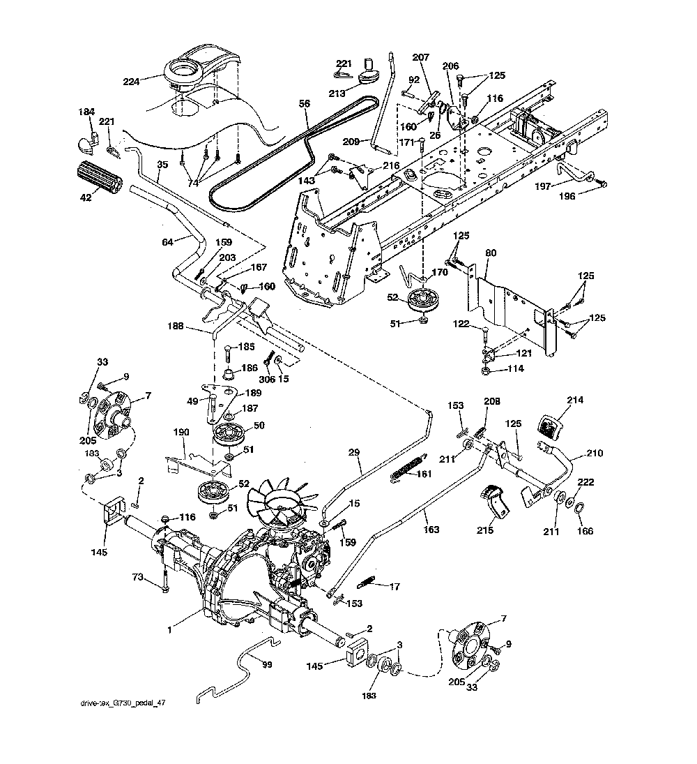 Ground drive Diagram and Parts List for 96042022000  Craftsman Lawn Tractor