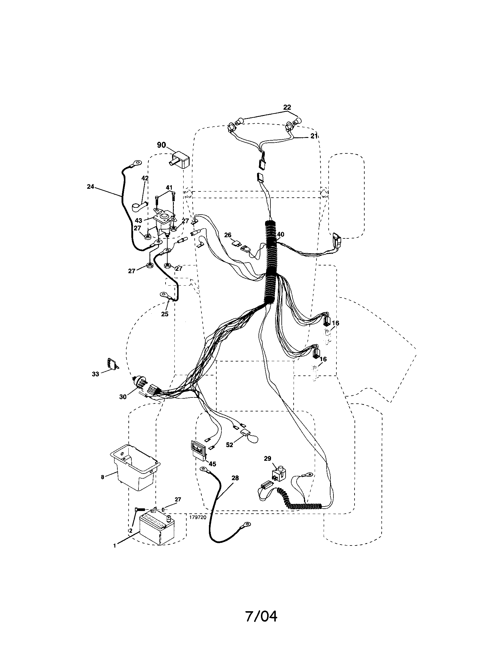 Electrical Diagram and Parts List for 917273373  Craftsman Lawn Tractor