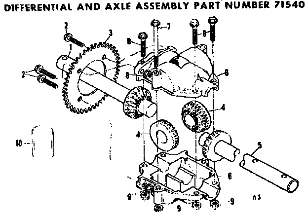Differential And Axle Assembly Diagram and Parts List for 13171540  Craftsman Lawn Tractor