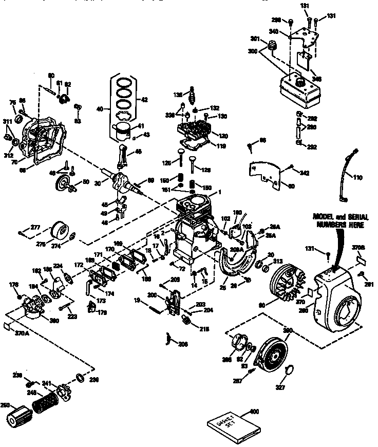 Craftsman 4-cycle Engine Diagram and Parts List for 143943005  Craftsman Engine