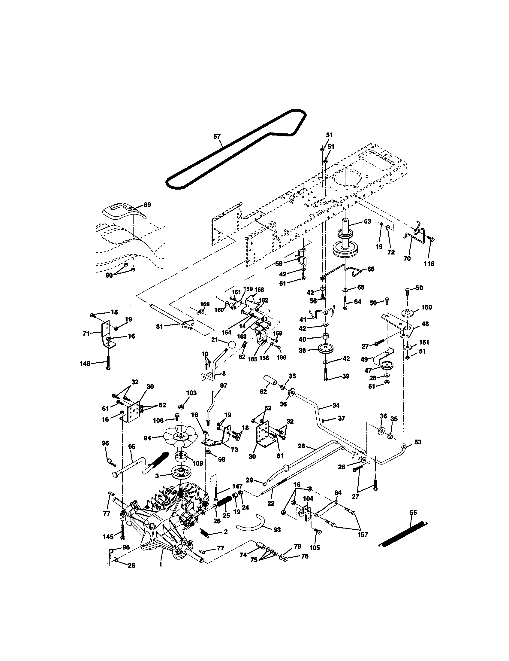 Ground Drive Diagram and Parts List for 917270660  Craftsman Lawn Tractor
