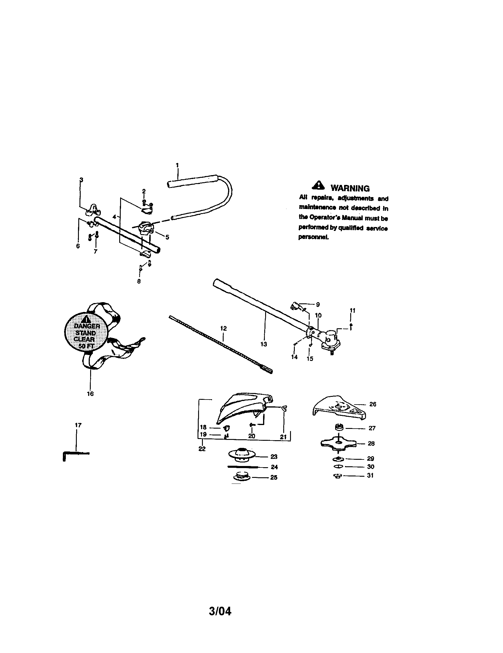 Brushcutter Attachment Diagram and Parts List for 358792442  Craftsman Trimmer