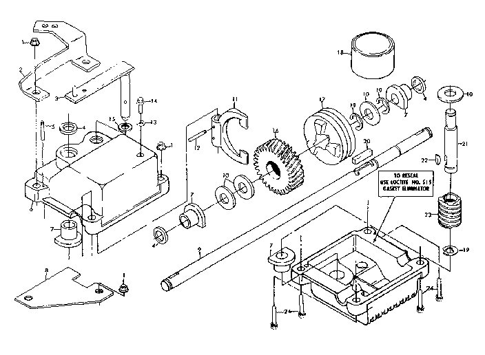 Gear Case Assembly Diagram and Parts List for 917978303  Craftsman Lawn Mower