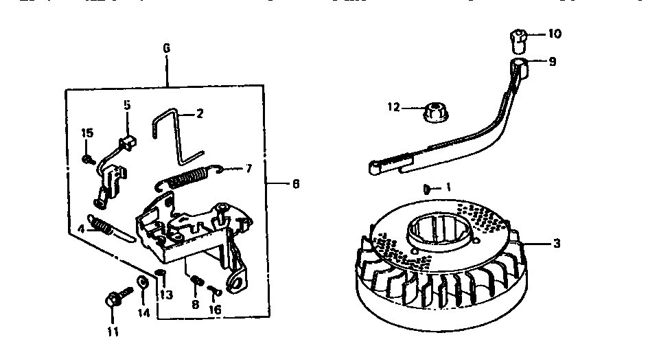 Flywheel Diagram and Parts List for 550GXV140A1KY  Craftsman Engine