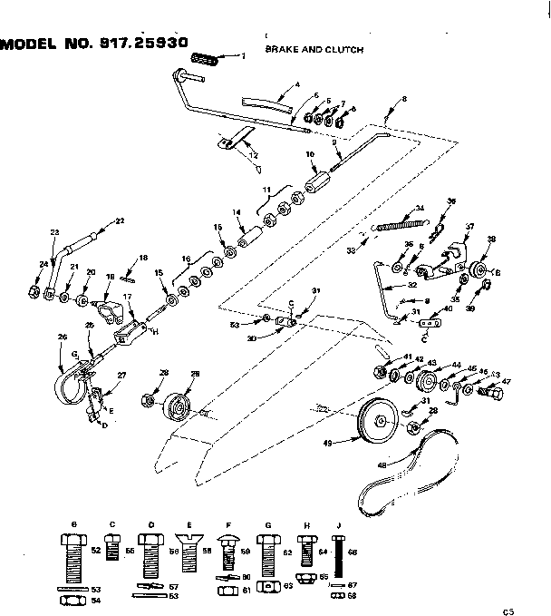 12 Garden Tractor/brake And Clutch Diagram and Parts List for 91725930  Craftsman Chainsaw