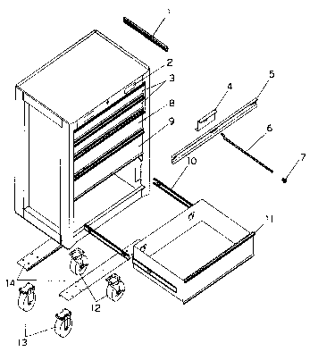 Cabinet Parts Diagram and Parts List for 706652003  Craftsman Tool Stand & Cart