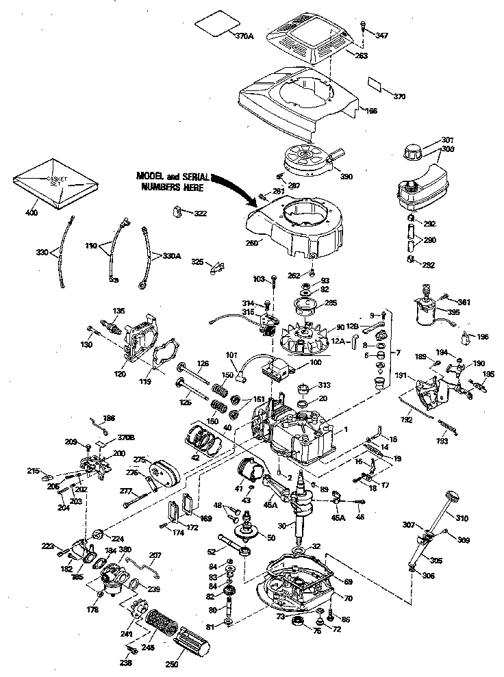 Replacement Parts Diagram and Parts List for 143404402  Craftsman Engine