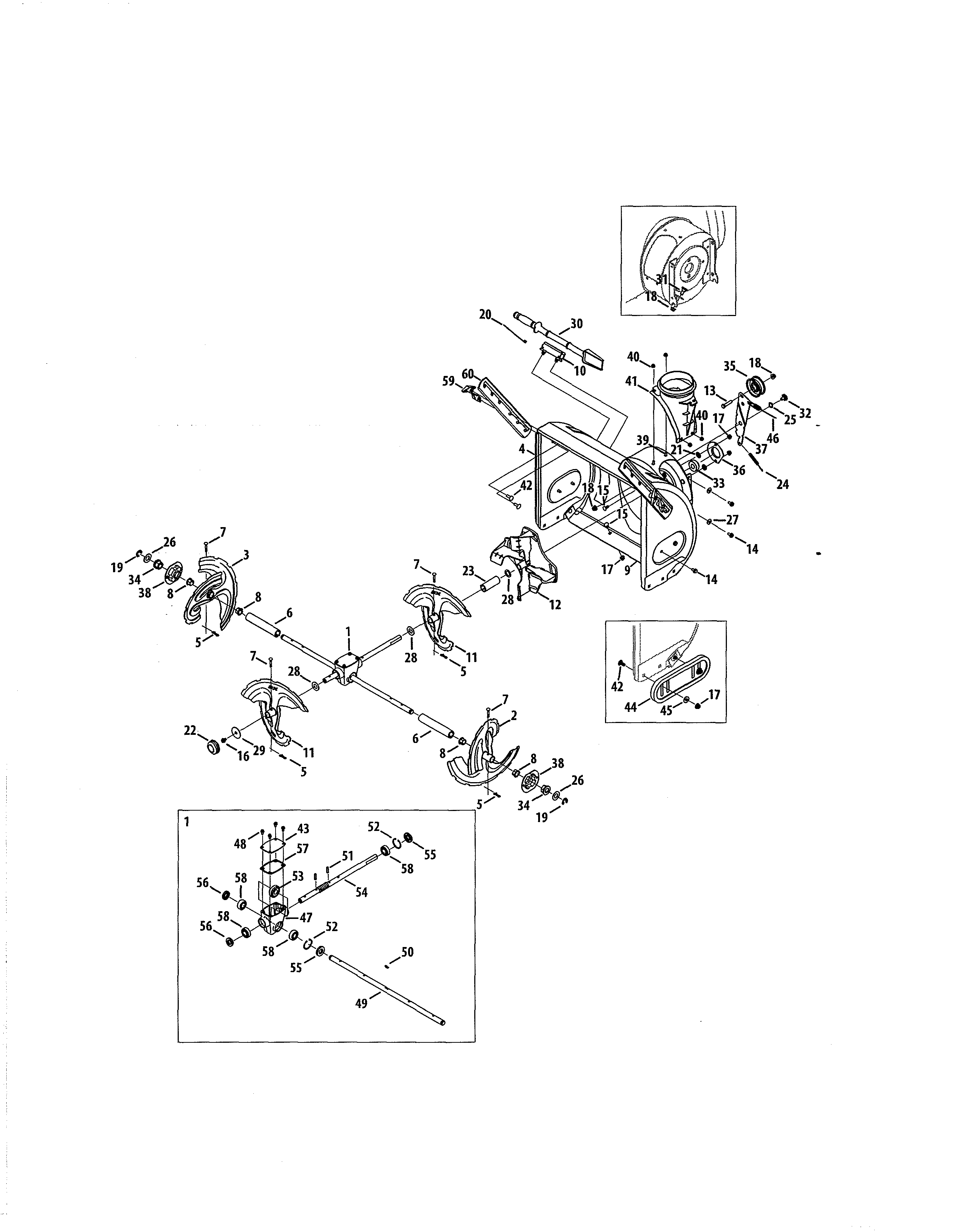 Gearbox/auger/spiral Diagram and Parts List for 247888740  Craftsman Snow Blower