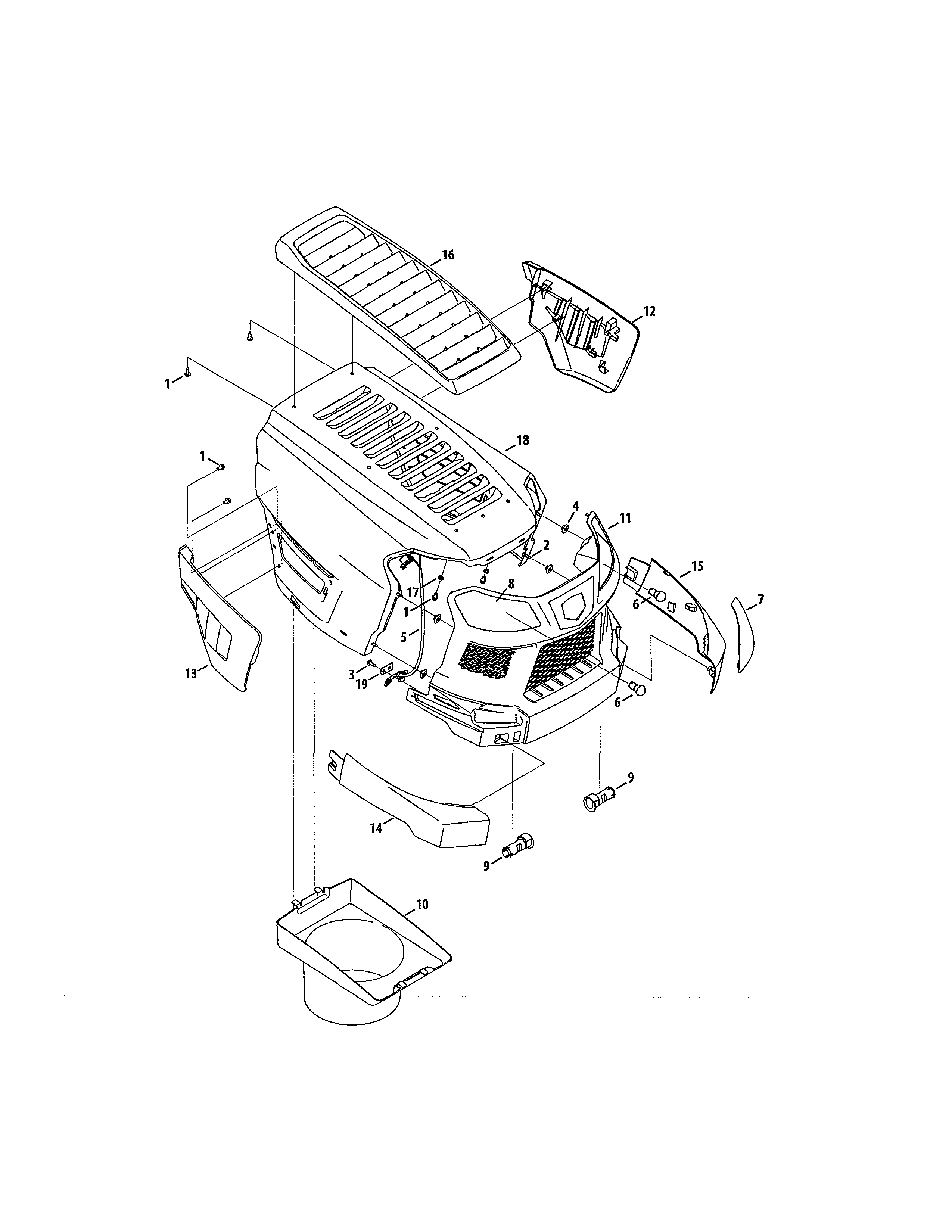 Hood/side Covers Diagram and Parts List for 247270440  Craftsman Lawn Tractor