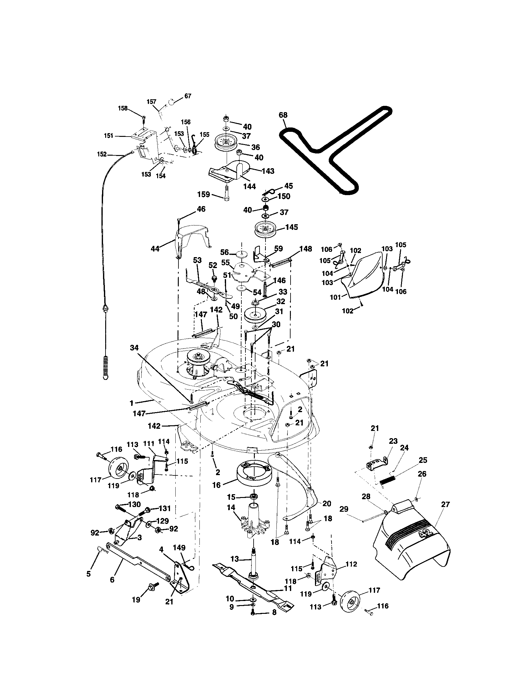 Mower Deck Diagram and Parts List for 917272480  Craftsman Lawn Tractor