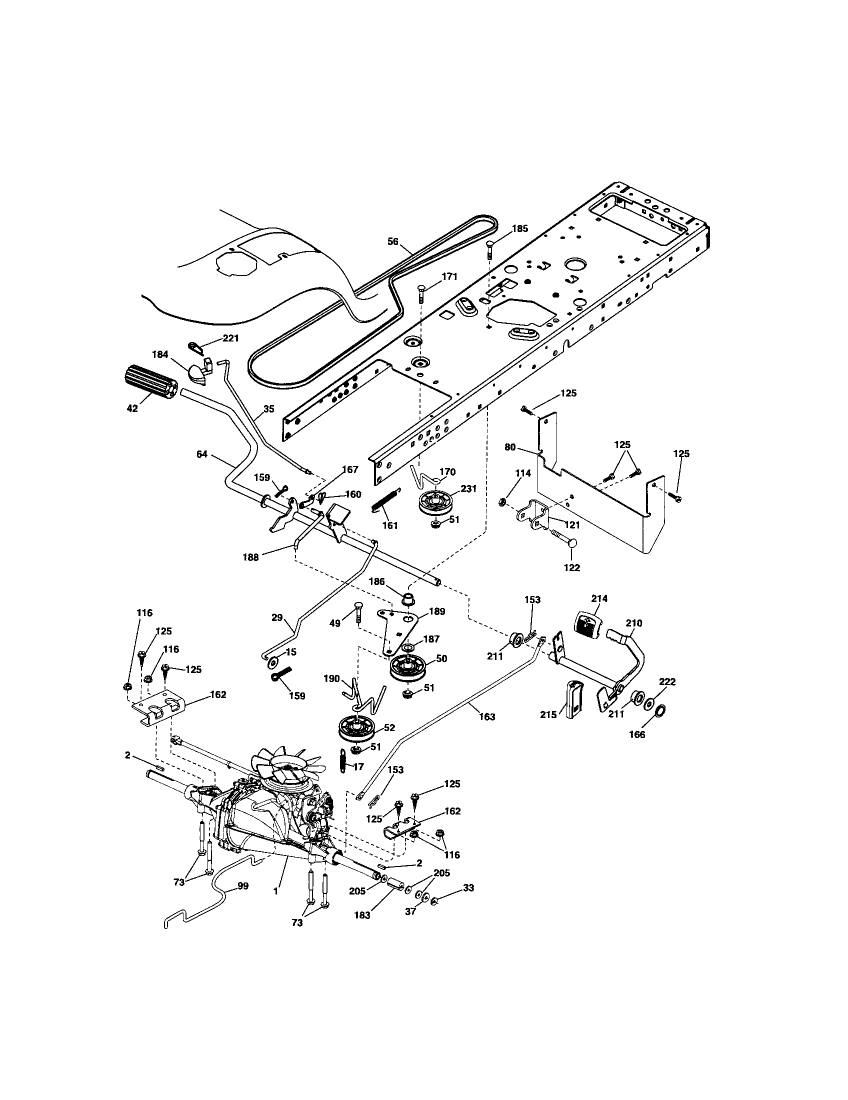 Ground Drive Diagram and Parts List for 917288140  Craftsman Lawn Tractor