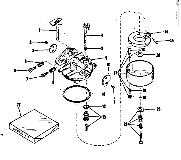 Carburetor No. 28627 Diagram and Parts List for 14343204  Craftsman Engine