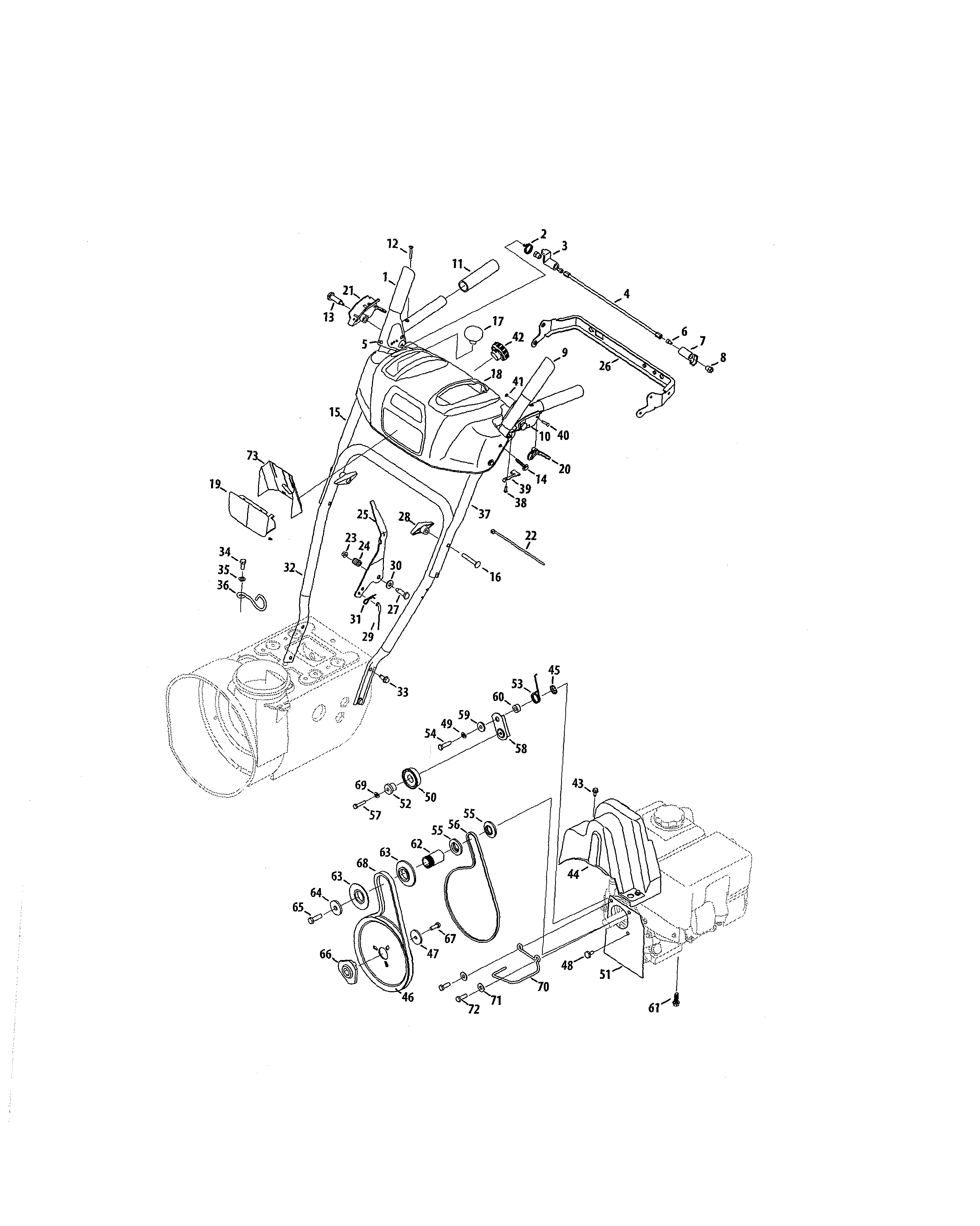 Handles/pulleys Diagram and Parts List for 247888740  Craftsman Snow Blower