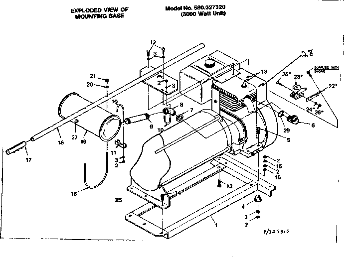 Mounting Base Diagram and Parts List for 580327310  Craftsman Engine