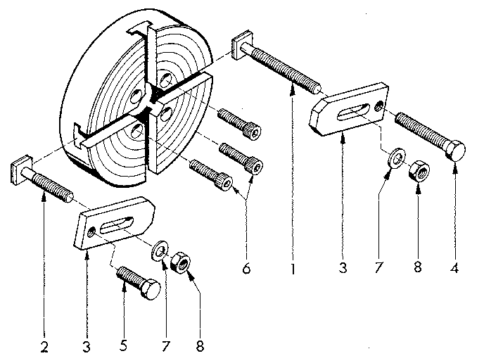 Clamping Plate Diagram and Parts List for 549289000  Craftsman Lathe