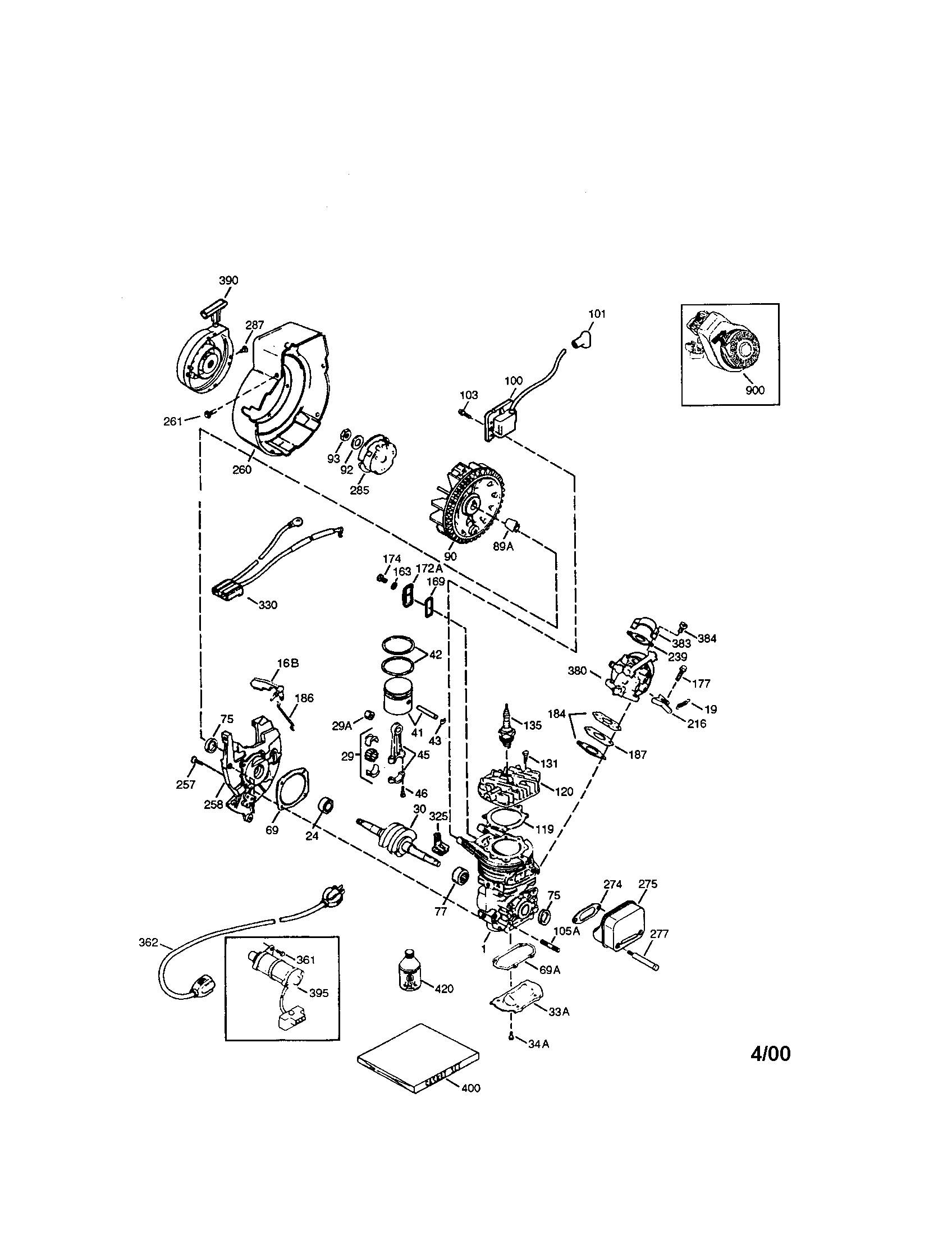 Craftsman 2-cycle Engine Diagram and Parts List for 143013571  Craftsman Engine